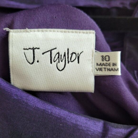 Vtg 90s J. Taylor Dress Formal Ruched Asymmetrical Bodycon Metallic Purple Sz 10 - Picture 4 of 11